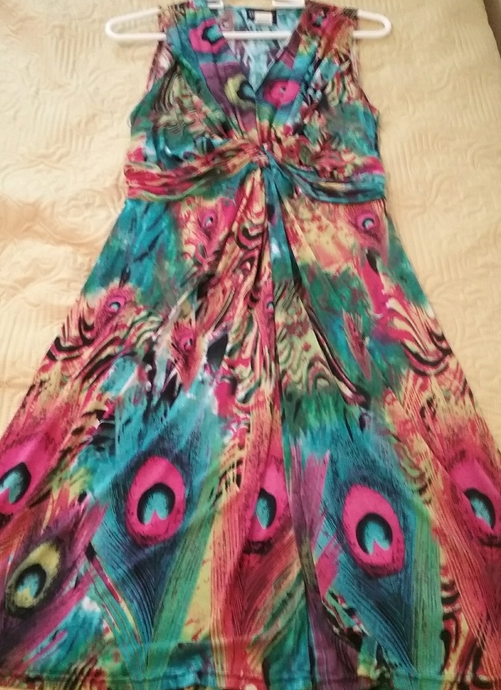 Peacock pattern dress